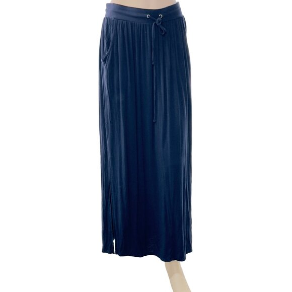 NEW YORK & COMPANY Women's Skirt Navy Blue Maxi Rayon Spandex Pockets Size S - Picture 13 of 13